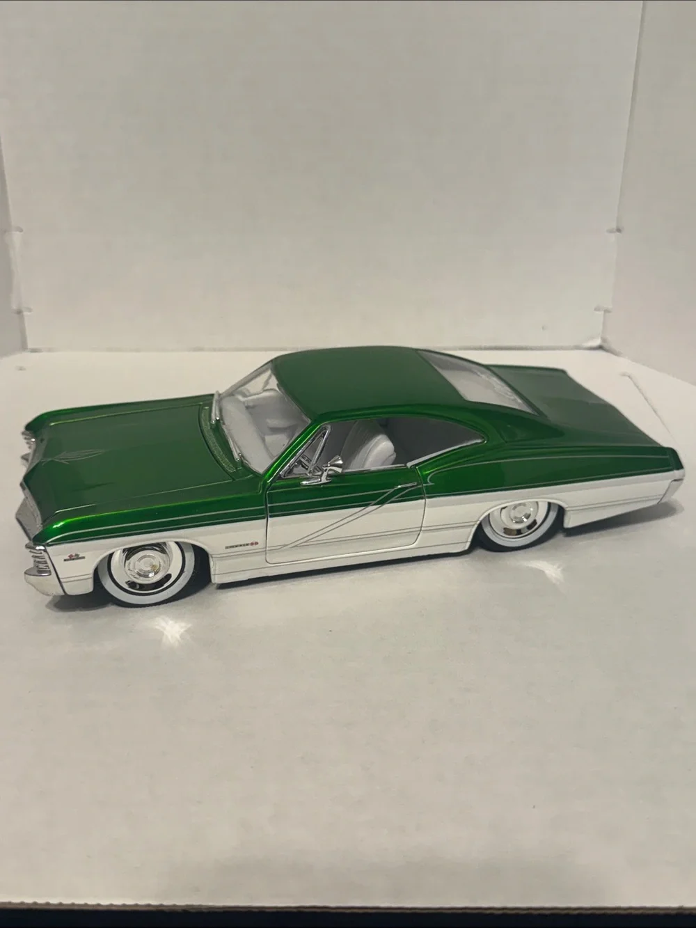 Jada Impala Green and White Classic Lowrider Toy Car 1/24 scale